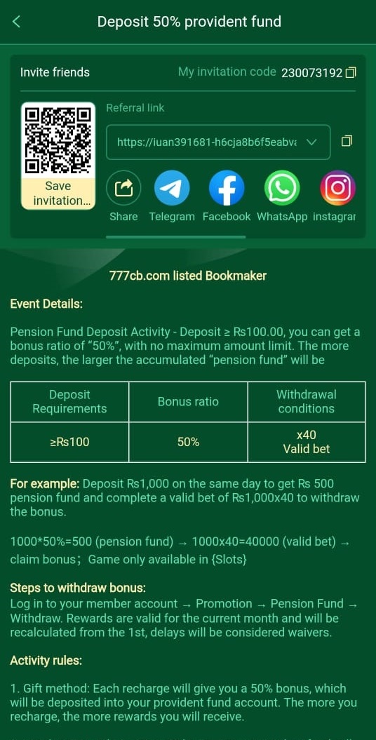 777CB Deposit 50% Dividend Fund