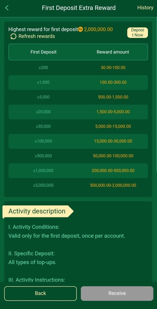 777CB Game First Deposit Extra Reward Offer